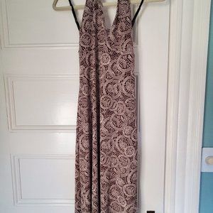 Brown and White Halter Dress